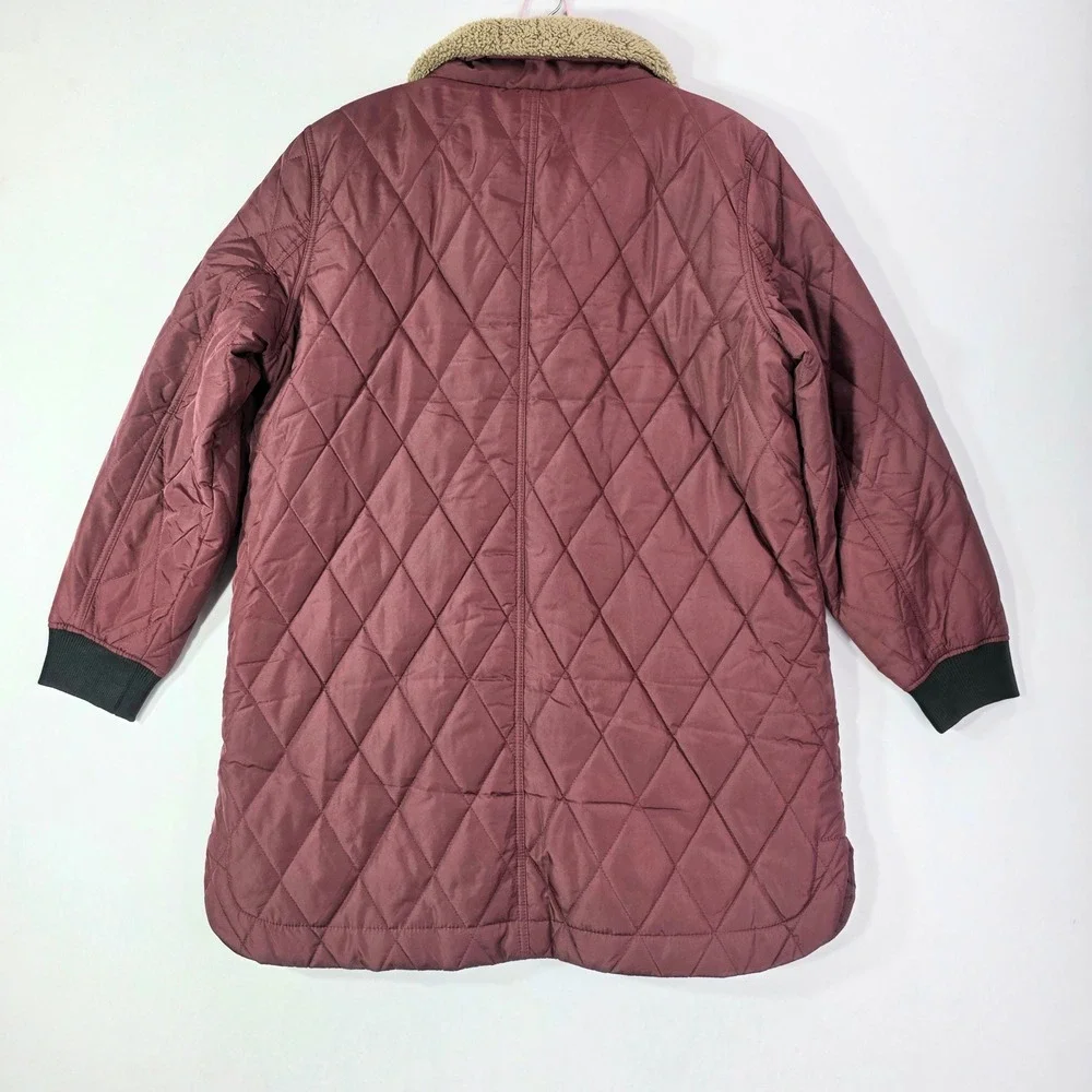 Weatherproof Vintage Burgundy Quilted Faux Fur Lined Jacket Coat Large 1791820